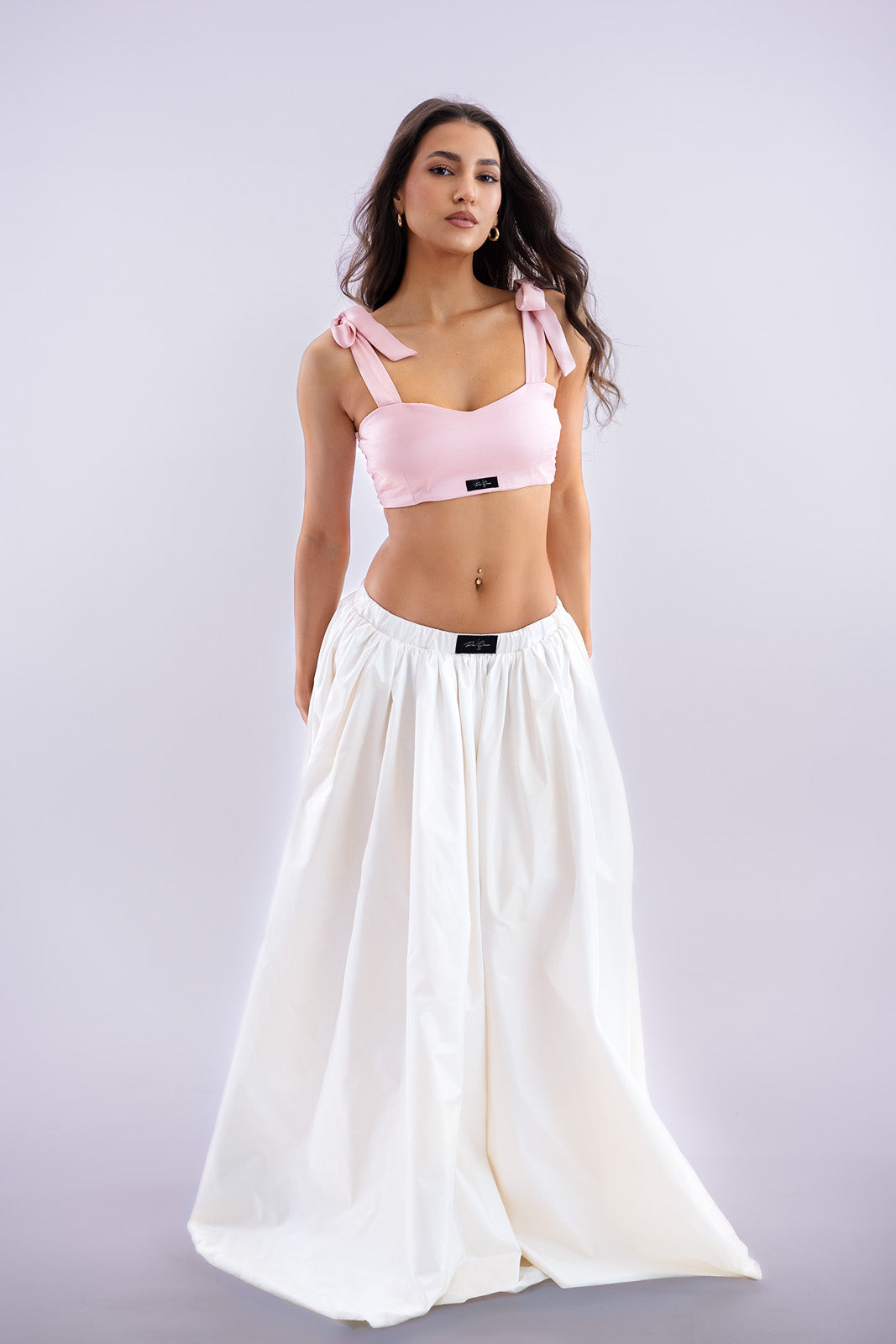 Rózsaszín hernyóselyem crop top