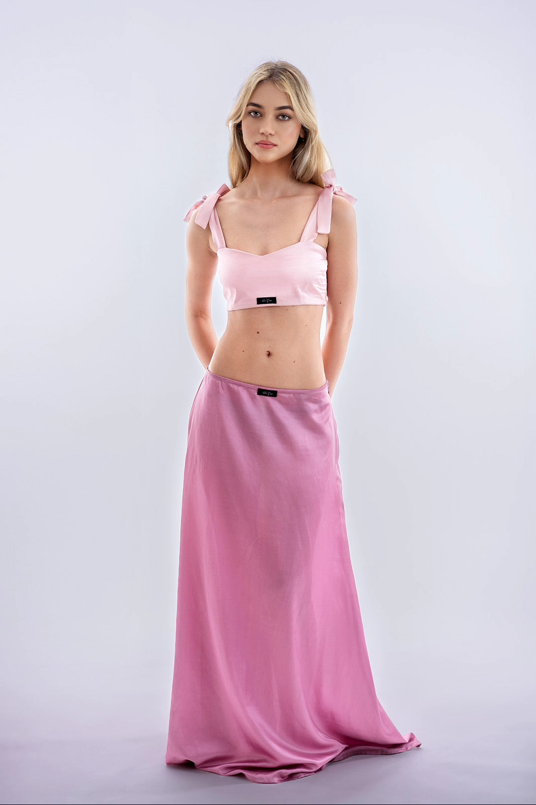 Rózsaszín hernyóselyem crop top