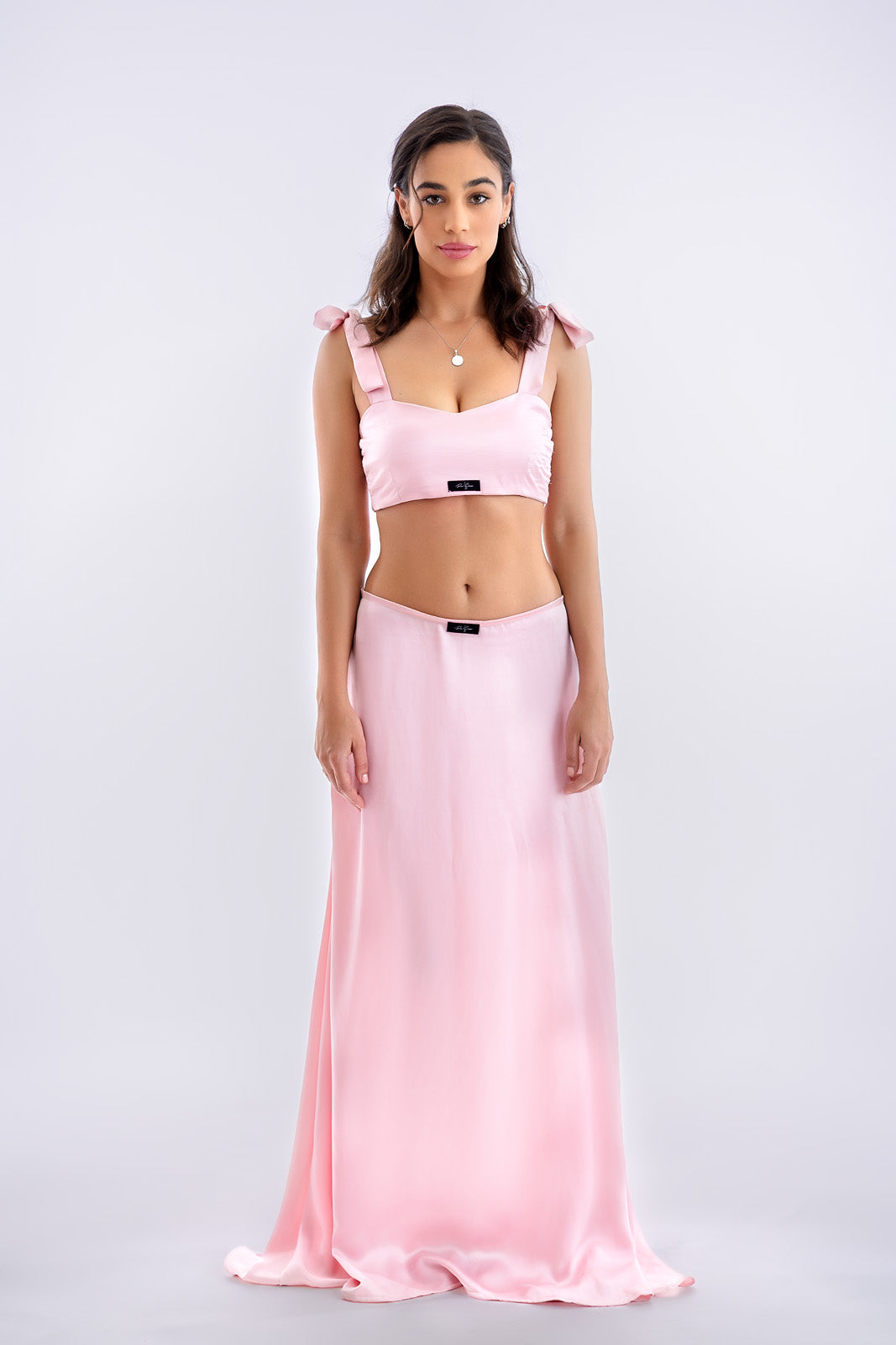 Rózsaszín hernyóselyem crop top