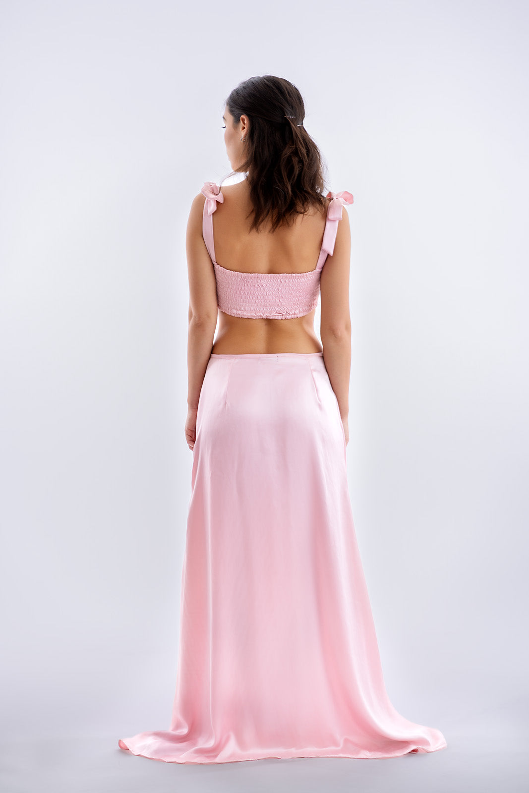 Rózsaszín hernyóselyem crop top
