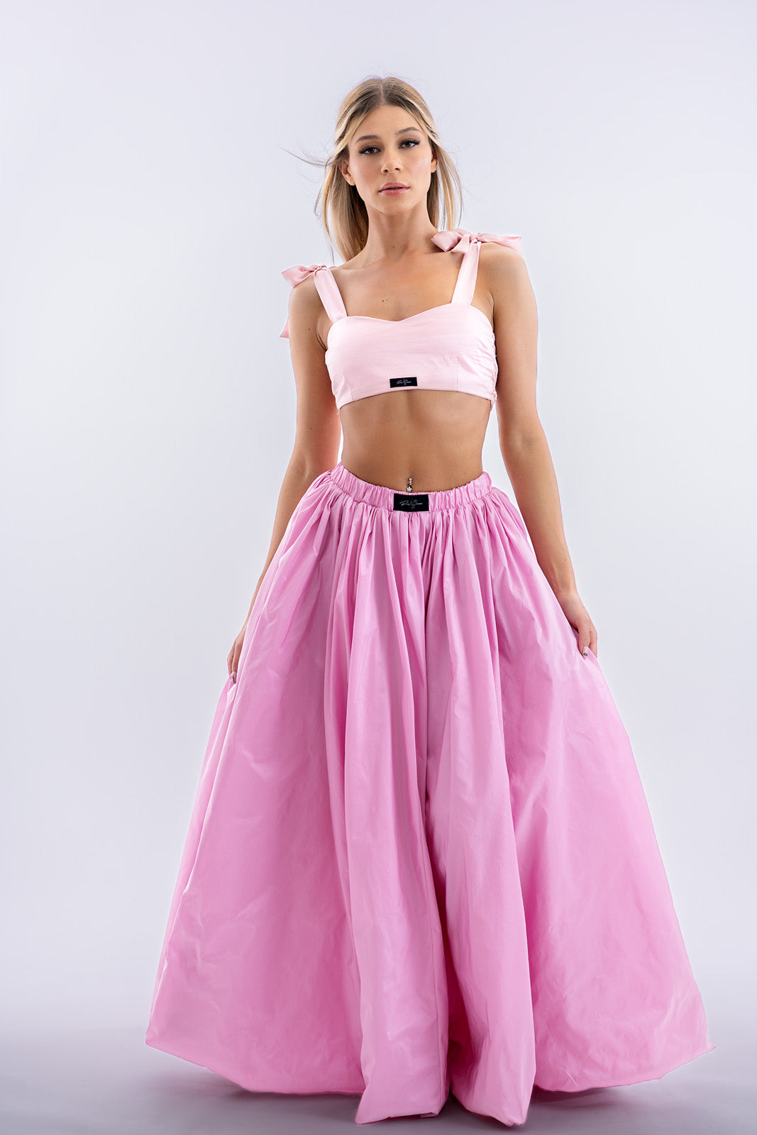 Rózsaszín hernyóselyem crop top