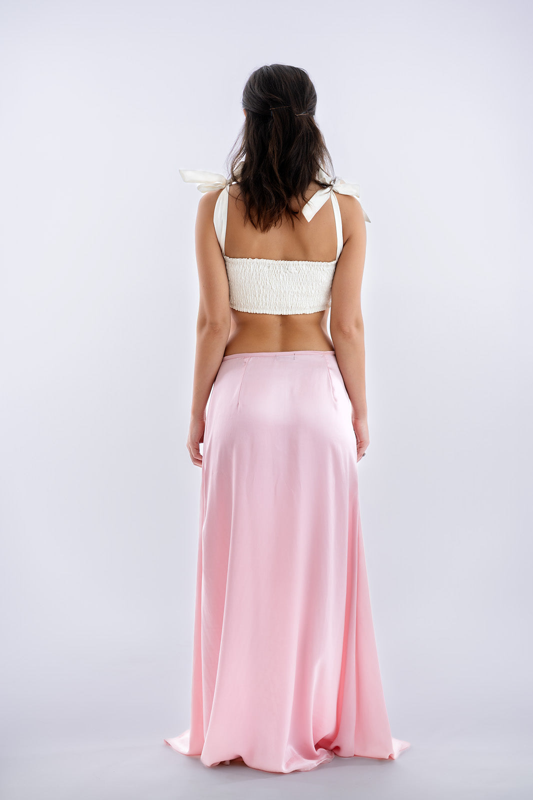 Fehér hernyóselyem taft crop top